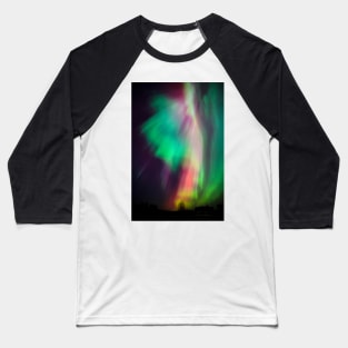 Beautiful multicolored northern lights in Finland Baseball T-Shirt